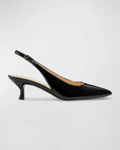 Marc Fisher Ltd Larysa Patent Kitten-heel Slingback Pumps In Black