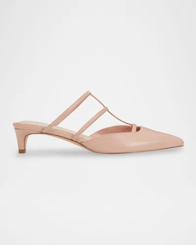 Marc Fisher Ltd Leathe T-strap Mule Pumps In Light Natural