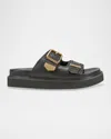 MARC FISHER LTD LEATHER DUAL-BUCKLE SANDALS