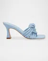 Marc Fisher Ltd Leather Knot Slide Sandals In Silver