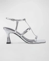 Marc Fisher Ltd Leather T-strap Slingback Sandals In Silver