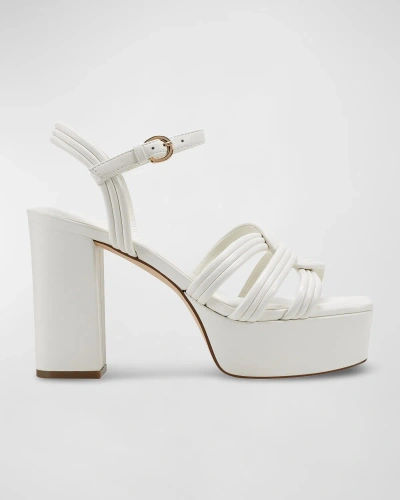 Marc Fisher Ltd Leather Woven Ankle-strap Platform Sandals In Ivory