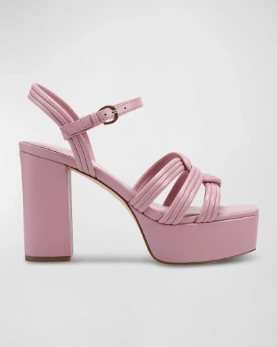 Marc Fisher Ltd Leather Woven Ankle-strap Platform Sandals In Light Pink