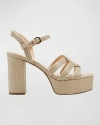 Marc Fisher Ltd Leather Woven Ankle-strap Platform Sandals In Medium Natural