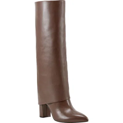 Marc Fisher Ltd Leina Foldover Shaft Pointed Toe Knee High Boot In Dark Brown