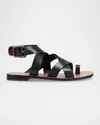 Marc Fisher Ltd Lollie Flat Leather Sandals In Black