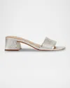 Marc Fisher Ltd Metallic Block-heel Slide Sandals In Silver