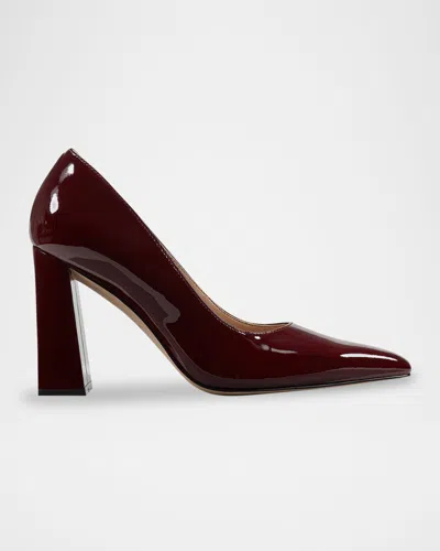Marc Fisher Ltd Minny Patent Leather Snip Toe Block-heel Pumps In Red