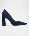 Marc Fisher Ltd Minny Suede Snip Toe Block-heel Pumps In Multi