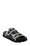 Marc Fisher Ltd Raffia Dual-buckle Sporty Sandals In Black