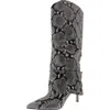 Marc Fisher Ltd Nairene Snakeskin Embossed Knee High Boot In Brown