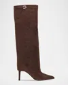 Marc Fisher Ltd Naples Suede Foldover Knee-high Boots In Brown