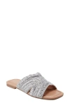 Marc Fisher Ltd Narda Raffia Slide Sandal In Metallic Silver