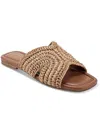 Marc Fisher Ltd Narda Woven Raffia Flat Slide Sandals In Brown