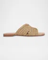 Marc Fisher Ltd Narda Woven Raffia Flat Slide Sandals In Light Natrual