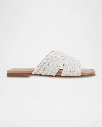 Marc Fisher Ltd Narda Woven Raffia Flat Slide Sandals In Ivory