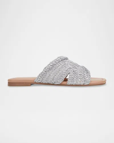 MARC FISHER LTD NARDA WOVEN RAFFIA FLAT SLIDE SANDALS