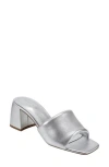 Marc Fisher Ltd Metallic Block-heel Slide Sandals In Silver