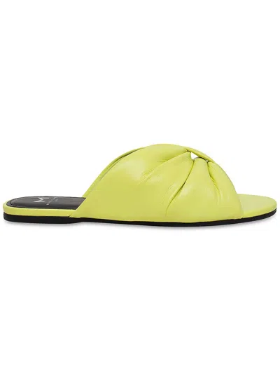 Marc Fisher Ltd Olita Womens Leather Gathered Slide Sandals In Yellow
