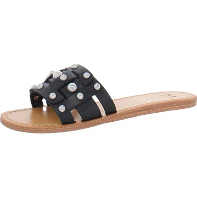 Marc Fisher Ltd Pacca Womens Leather Studded Slide Sandals In Black