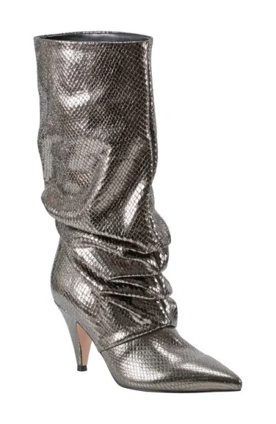Marc Fisher Ltd Paityn Slouch Pointed Toe Boot In Pewter Snake Leather