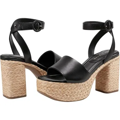 Marc Fisher Ltd Palyca Sandals Women's Black Leather Block Heel Htat1054