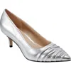 Marc Fisher Ltd Paria Pointed Toe Kitten Heel Pump In Metallic Silver
