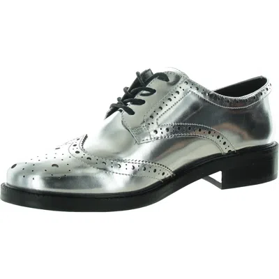 Marc Fisher Ltd Perrie Womens Brogue Leather Oxfords In Silver