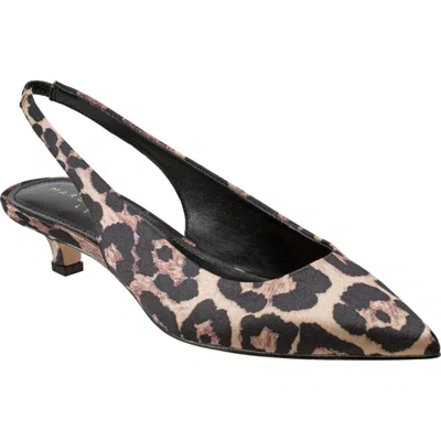 Marc Fisher Ltd Posey Slingback Pointed Toe Kitten Heel Pump In Light Natural Leopard