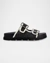 Marc Fisher Ltd Raffia Dual-buckle Sporty Sandals In Black