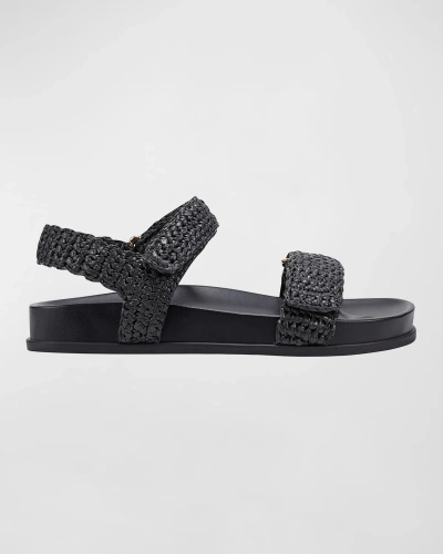 Marc Fisher Ltd Raffia Dual-grip Comfort Sandals In Black