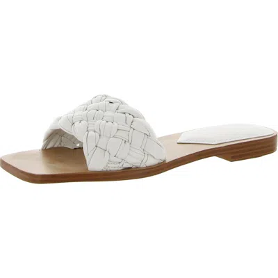Marc Fisher Ltd Reanna Womens Leather Square Toe Slide Sandals In White