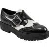 Marc Fisher Ltd Remona Wingtip Monk Strap Platform Loafer In Black/ White