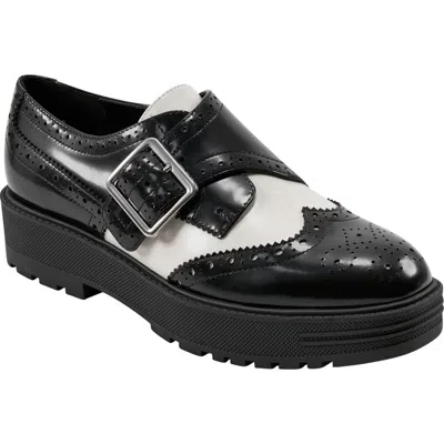 Marc Fisher Ltd Remona Wingtip Monk Strap Platform Loafer In Black/white