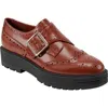 Marc Fisher Ltd Remona Wingtip Monk Strap Platform Loafer In Medium Natural Leather