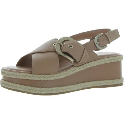 Marc Fisher Ltd Renda Womens Buckle Leather Wedge Sandals In Brown