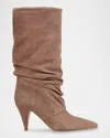 Marc Fisher Ltd Retro Slouchy Suede Mid Boots In Light Natural Suede