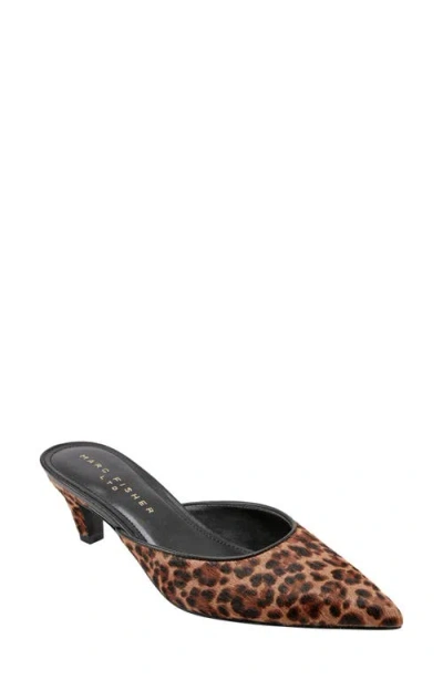 Marc Fisher Ltd Rosaly Genuine Calf Hair Kitten Heel Mule In Leopard