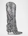 Marc Fisher Ltd Nairene Snakeskin Embossed Knee High Boot In Light Natural