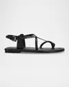 Marc Fisher Ltd Strappy Leather Flat Toe-ring Sandals In Black
