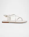 Marc Fisher Ltd Strappy Leather Flat Toe-ring Sandals In Chic Cream