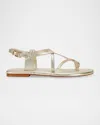 Marc Fisher Ltd Strappy Leather Flat Toe-ring Sandals In Metallic Gold