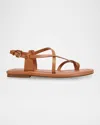 Marc Fisher Ltd Strappy Leather Flat Toe-ring Sandals In Medium Natural