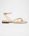 Marc Fisher Ltd Strappy Tubular Ankle-strap Sandals In Gold