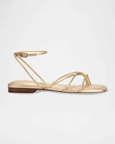 Marc Fisher Ltd Strappy Tubular Ankle-strap Sandals In Gold