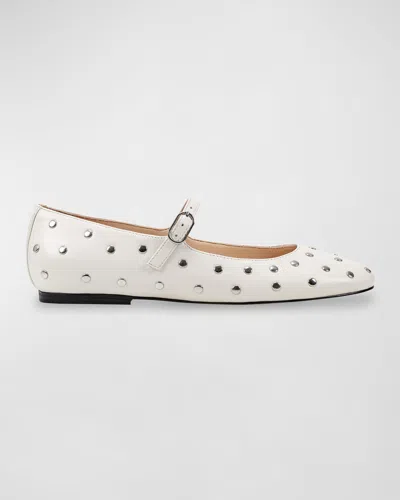 Marc Fisher Ltd Studded Leather Mary Jane Ballerina Flats In Ivory