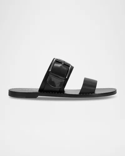 Marc Fisher Ltd Suede Buckle Dual-band Slide Sandals In Black