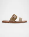 Marc Fisher Ltd Suede Buckle Dual-band Slide Sandals In Taupe