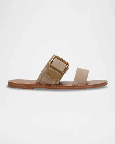 Marc Fisher Ltd Suede Buckle Dual-band Slide Sandals In Taupe