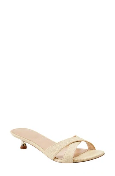 Marc Fisher Ltd Tracey Kitten Heel Slide Sandal In Natural Woven